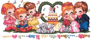 DMC绣线小小鱼十字绣 人物刺绣套件 T082卡通婚礼精准印花韩式