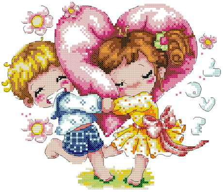 DMC绣线小小鱼十字绣 A601心中起舞精准印花卡通人物刺绣套件