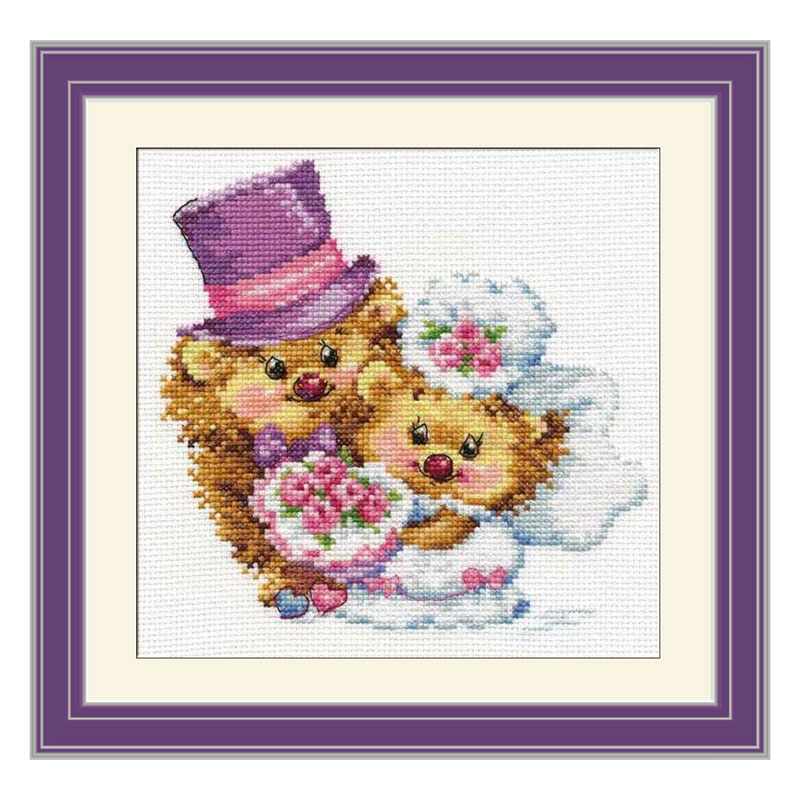 DMC绣线小小鱼十字绣  A3298小刺猬的婚礼卡通装饰刺绣可爱挂画