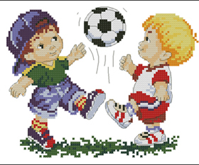 DMC绣线小小鱼十字绣 A1091我爱足球可爱宝宝精准印花套件儿童房