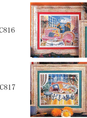DMC绣线小小鱼精准印花十字绣套件 C816-817风景两幅阳光客厅印花