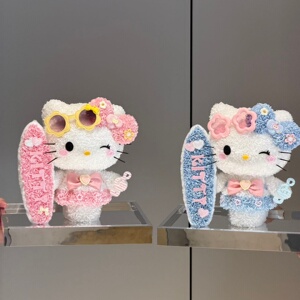 情人节生日礼物KT可爱猫永生花束
