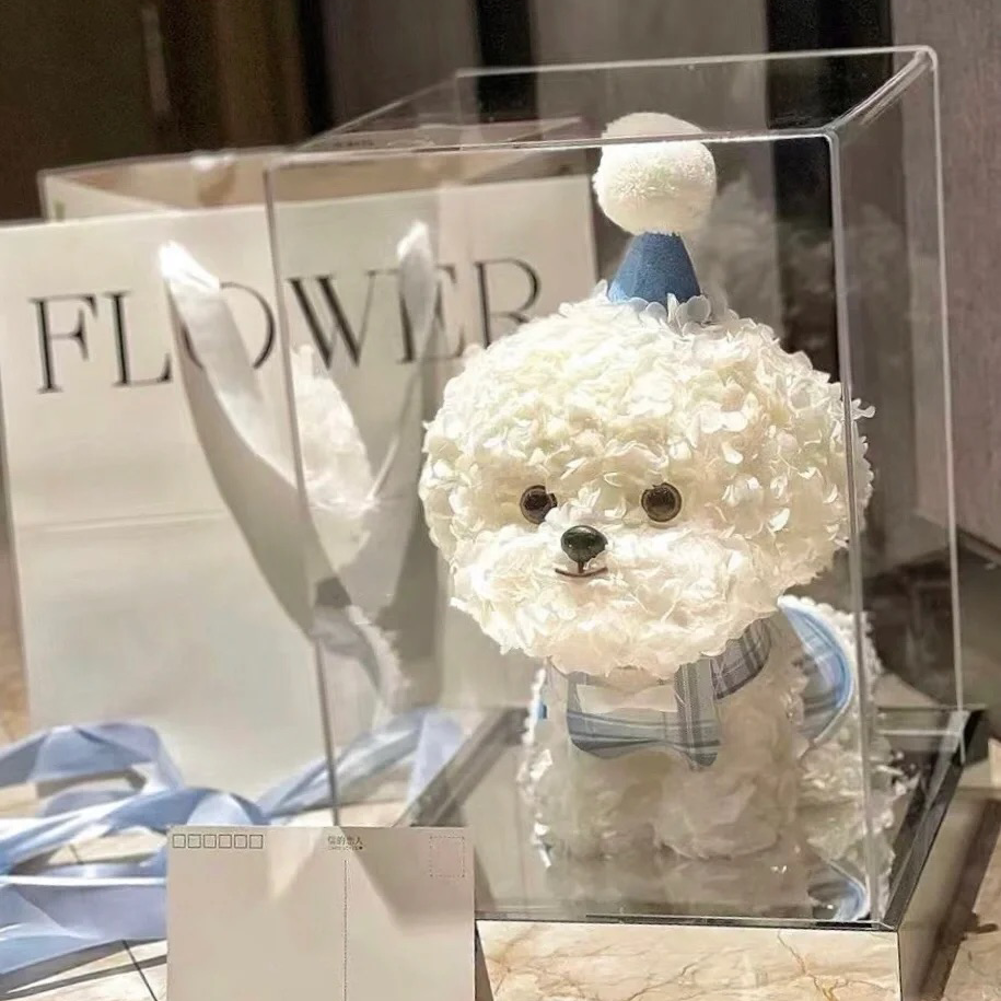永生花马尔济斯比熊泰迪生日礼物