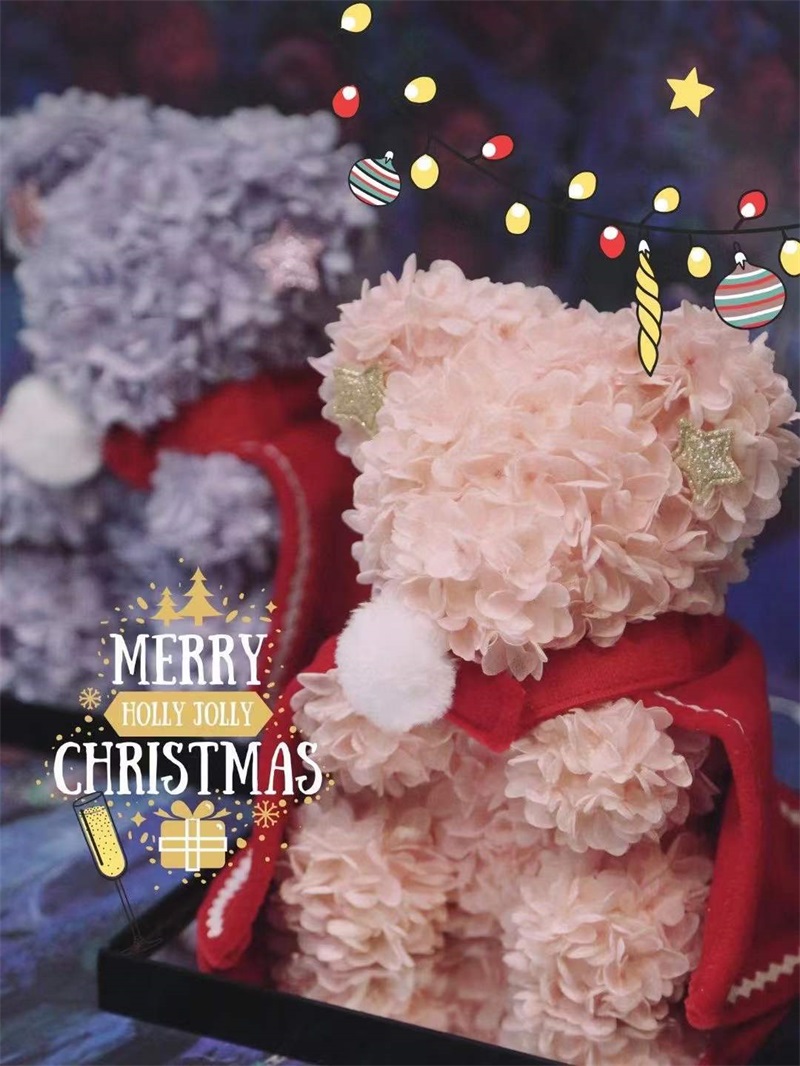 永生花圣诞节披风小熊送女友圣诞老人雪人礼物情人节亚克力礼盒