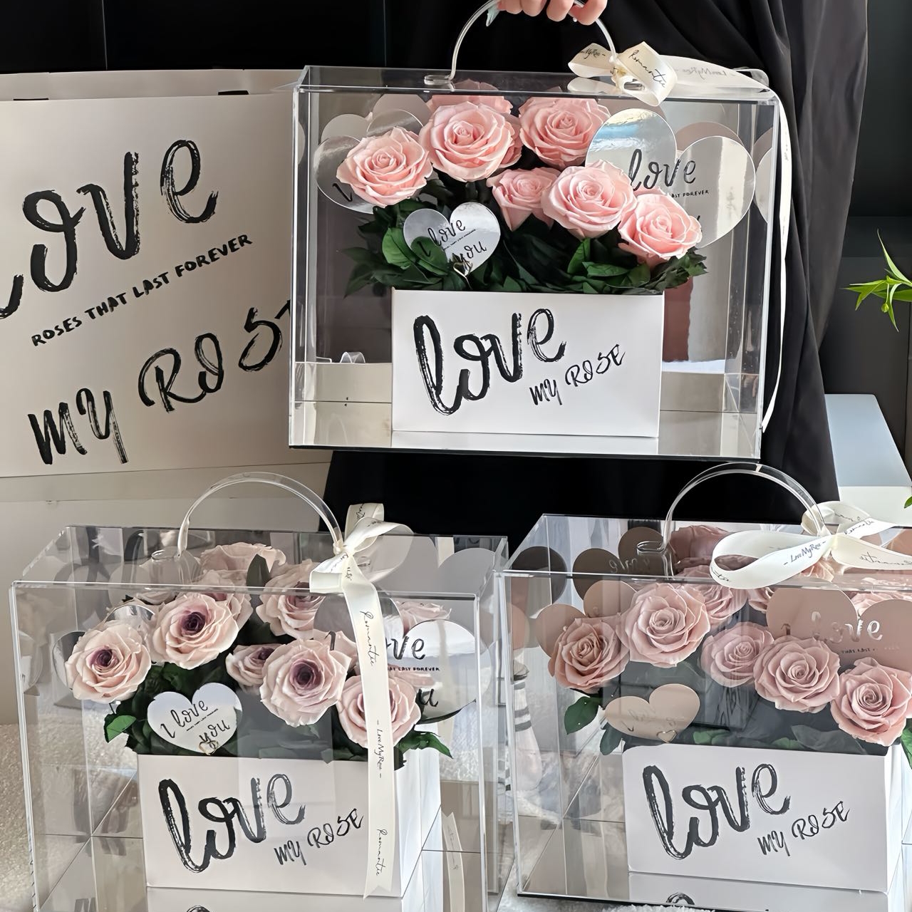 圣诞平安夜告白礼物午后花园手提花盒永生花求婚表白送女朋友闺蜜