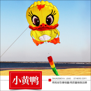 2023新品潍坊天际小黄鸭软体抗大风大型成人长尾凯夫拉风筝线轮