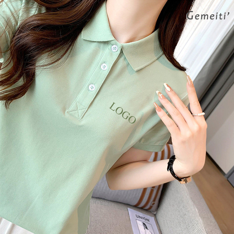 2026夏季纯棉翻领短袖订做工装 团体服定制logo工作服polo衫t恤女
