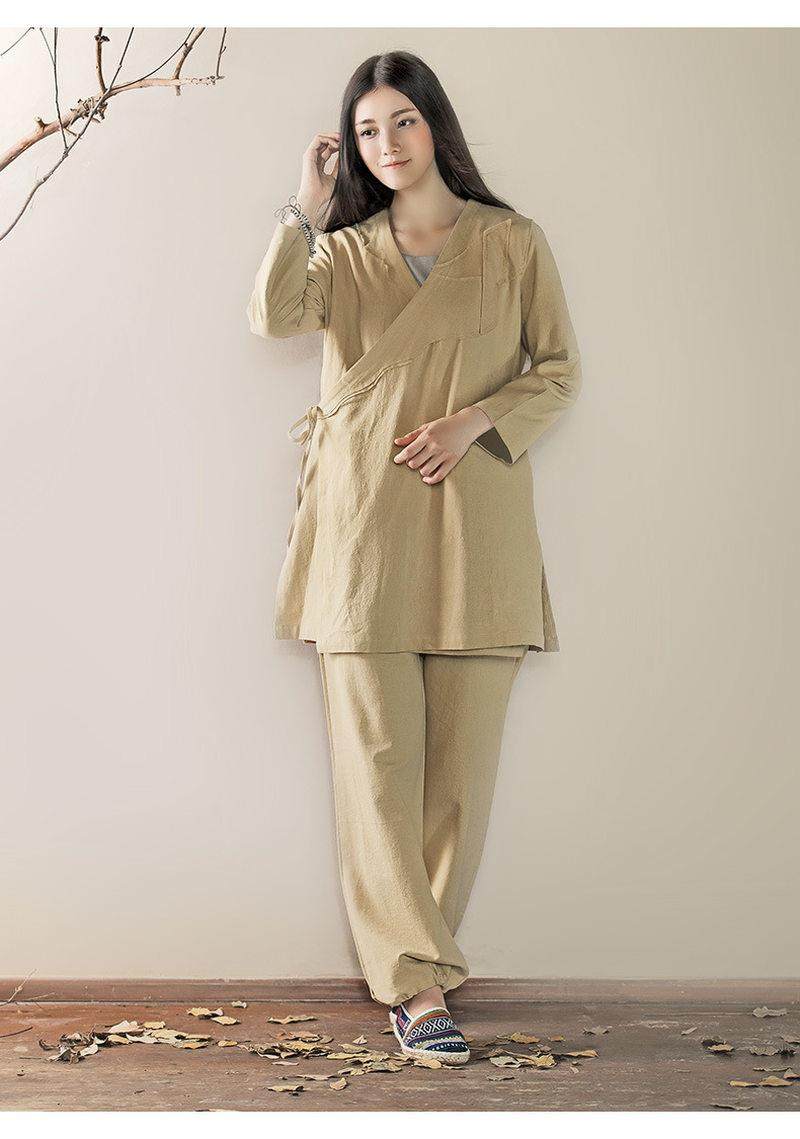 特卖高级禅服套装中国风棉麻斜襟系带汉服中式复古禅修居士服禅意