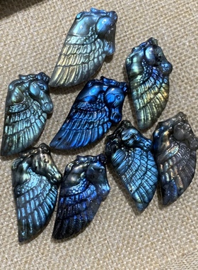 独角兽吊坠拉长石灰月光水晶玛瑙