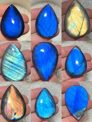 拉长石吊坠水滴42*28裸石蓝彩虹戒面编绳绕线手工diy芬兰矿印度紫