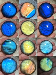 拉长石吊坠圆40灰月光印度黑体深蓝色精品各种形状马眼水滴椭圆方