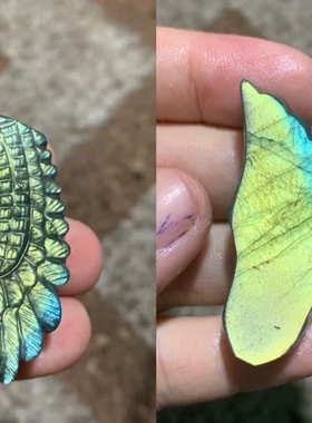 拉长石吊坠羽毛天使翅膀