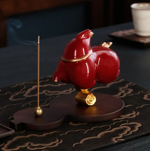 马年新年礼马上来财摆件非遗线香插香炉旋转香盘陶瓷吉祥创意礼品