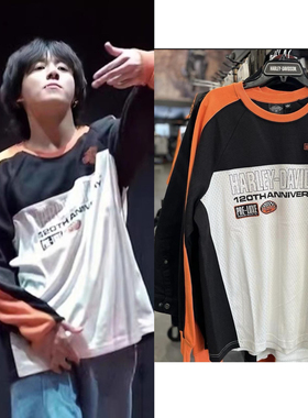 BTS防弹少年团同款JK田国卫衣男女长袖美式拼接宽松球衣外套