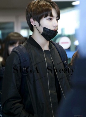 （春季特价）防弹少年团BTS田国JUNGKOOK同款帅气黑色风衣外套