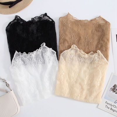 蕾丝钩花镂空仙气风薄纱打底衫