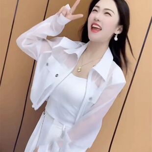 矮个子长袖防晒外套女夏季新款名媛气质纯色显瘦上衣防晒衣女外穿