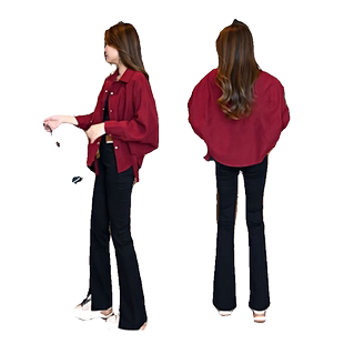 小众洋气酒红色女装外套春秋新款今年流行宽松百搭衬衫女长袖上衣