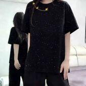 高级感满天星亮片短袖 春夏季 潮牌重磅新款 t恤印花显瘦百搭ins上衣