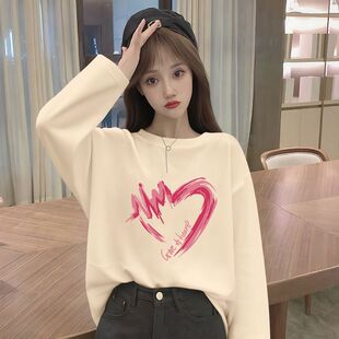 韩版 新款 学生宽松原宿风上衣 T恤女2025春秋季 ins潮牌休闲纯棉长袖