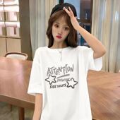 纯棉潮牌短袖 夏季 美式 T恤女宽松显瘦百搭印花学生小众高级感上衣