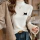 甜酷风半高领德绒打底长袖 T恤白色ins上衣 百搭长袖 女士秋冬季 时尚