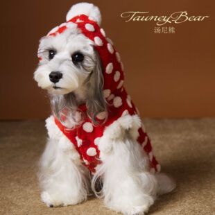 秋冬款小狗狗衣服泰迪雪纳瑞比熊约克夏马尔济斯博美红色新年外套