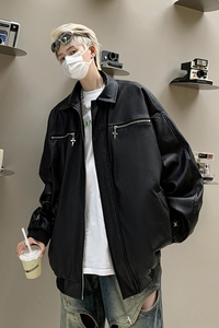 W7003 特P70 控138 秋冬男士皮衣夹克翻领外套翻领潮流帅气图片