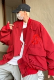 W158P85控118个性刺绣春装冲锋衣夹克工装宽松圆领潮流，男装夹克，电商B205