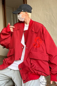 W158 P85 控118 个性刺绣春装冲锋衣夹克工装宽松圆领潮流图片