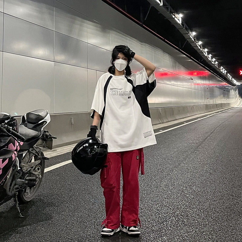 T6020 P40 控58  机车服夏季短袖宽松潮流圆领体恤运动280克图片