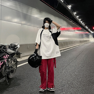 T6020 P40 控58  机车服夏季短袖宽松潮流圆领体恤运动280克图片