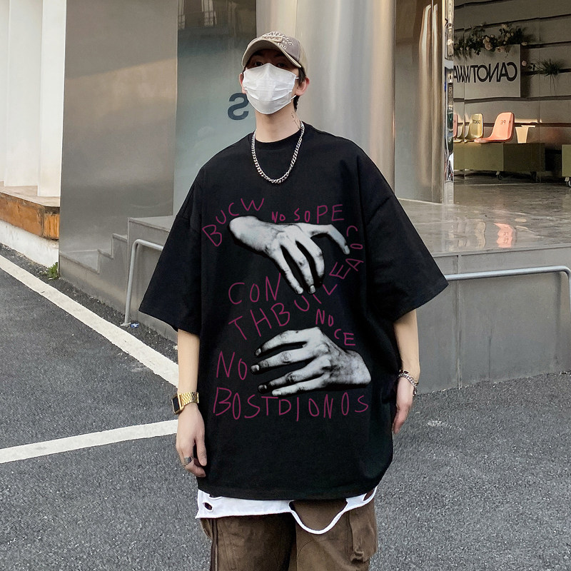 T7001 P30 控48 夏季男士t恤上衣短袖宽松纯棉潮流圆领t恤图片