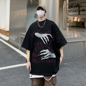 T7001 P30 控48 夏季男士t恤上衣短袖宽松纯棉潮流圆领t恤图片
