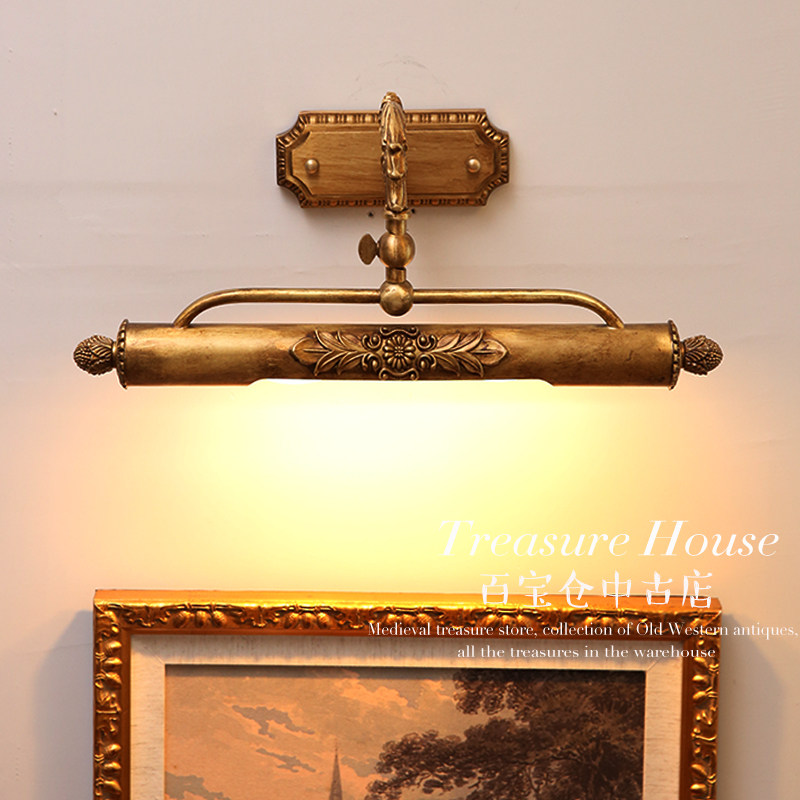 百宝仓 法式复古全铜镜前灯浴室卫生间梳妆台欧美式复古照壁画灯