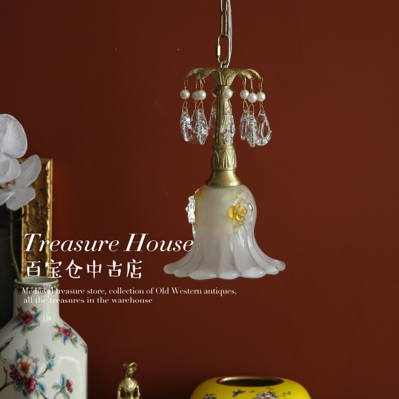 百宝仓法式复古黄铜玻璃床头吊灯