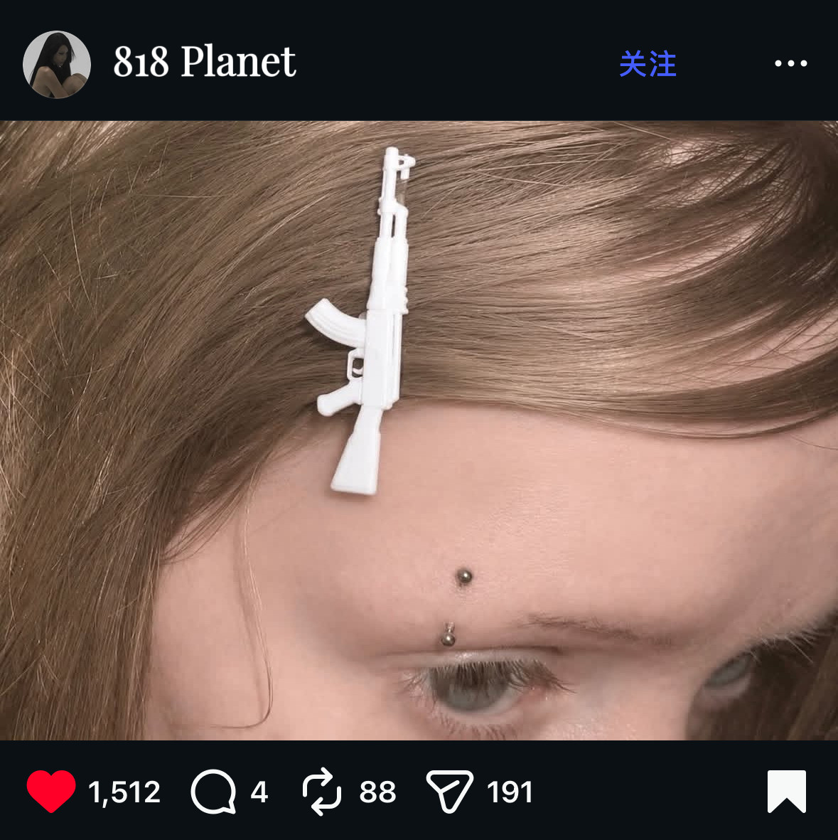 奶凶凶亚文化时髦人!超特别个性ak47枪枪发夹边夹发饰