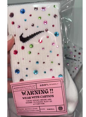 现货千禧y2k时髦水钻个性彩色多巴胺水钻blingbling remake运动袜