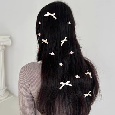 超美芭蕾风公主风蝴蝶结可爱仙女飘带玫瑰花发夹发饰头花