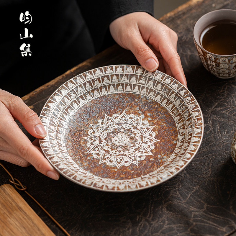 鎏银万佛壶承老岩泥极素家用茶托壶垫养壶托复古茶点盘储水干泡盘,餐饮具,茶托,淘宝优惠券,粉丝福利购,淘宝优惠卷