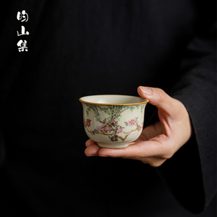 茶杯主人杯汝窑手绘春燕禅定杯陶瓷功夫茶具单个精致品茗杯单杯