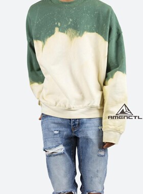 Mnml 漂染水洗套头长袖拼色休闲卫衣潮牌秋冬季宽松帽衫男现货