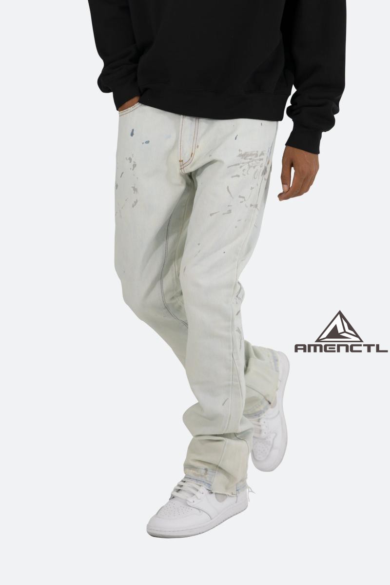 Mnml泼墨四季淺藍喇叭牛仔裤