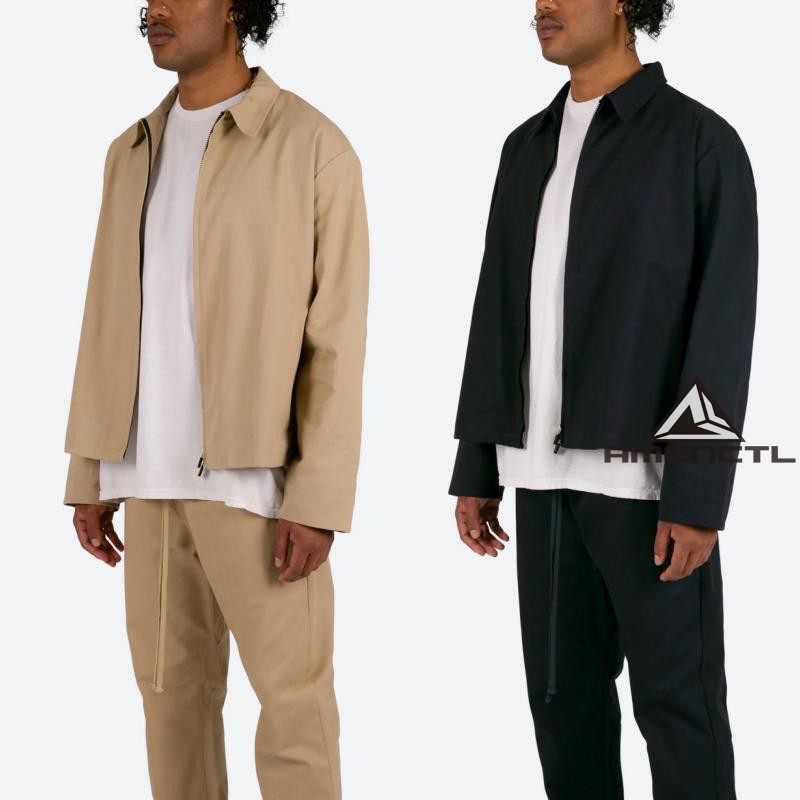 mnml 卡其色外套水洗斜纹布宽松秋冬季休闲拉链夹克男fog风格新品