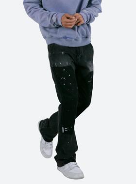 Mnml 黑色复古喇叭牛仔裤男泼墨常规四季FOG风格宽松工装裤新品