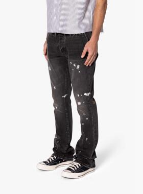 Mnml 黑色泼墨做旧复古四季宽松高街潮流修身喇叭牛仔裤男新品