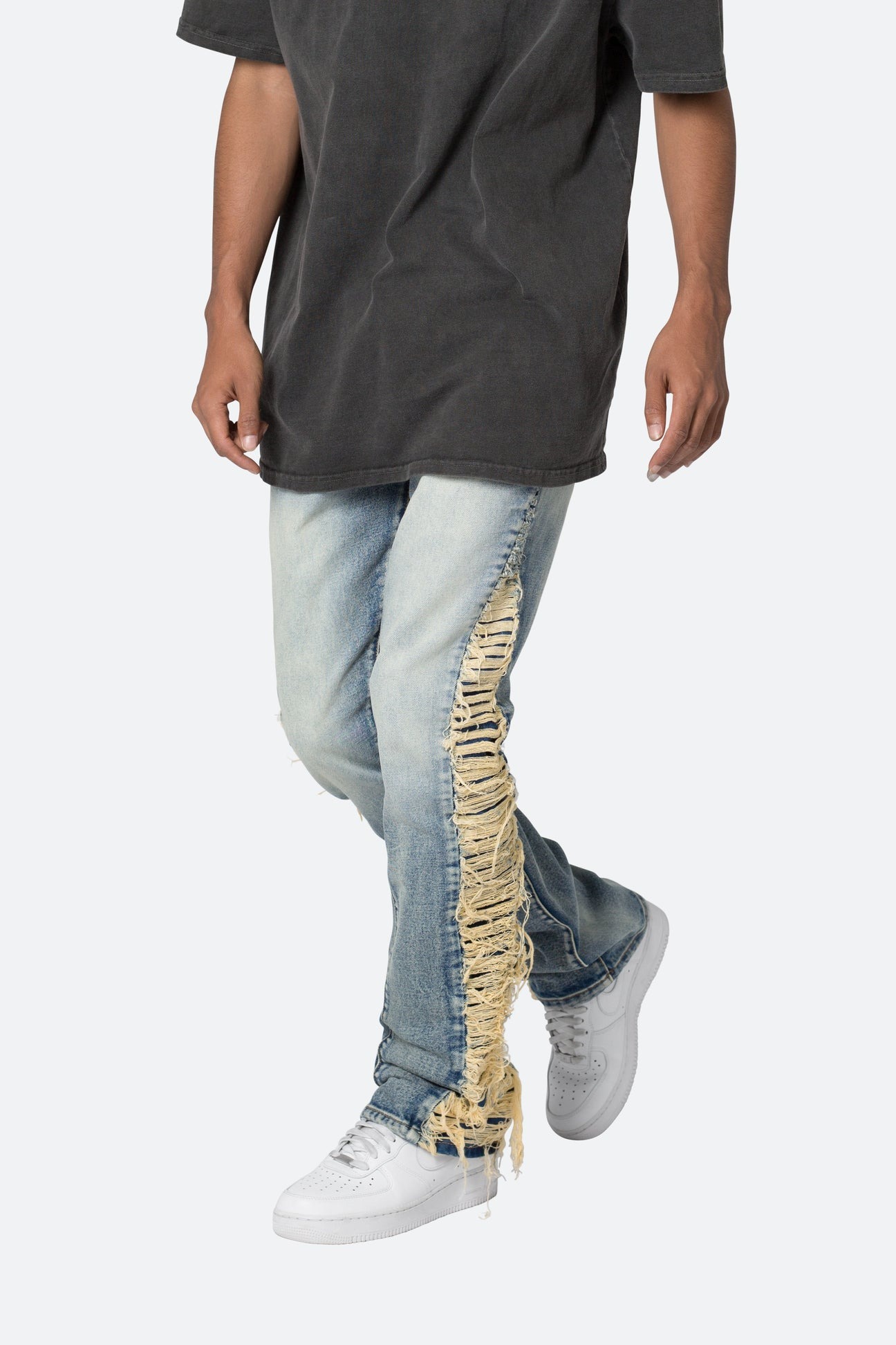 mnml四季侧边流苏喇叭牛仔裤