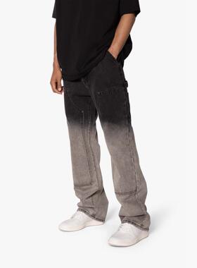 Mnml 灰色渐变水洗复古四季宽松直脚流行高街特阔腿牛仔裤男新品