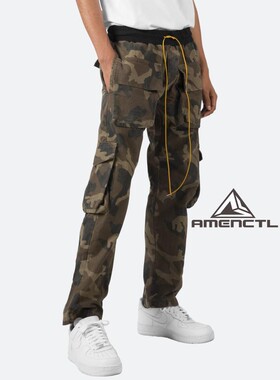 Mnml FOG风格迷彩侧边排扣裤松紧抽绳四季宽松直筒休闲裤男现货