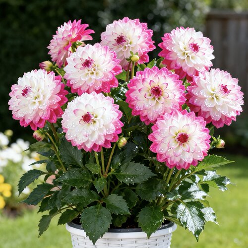 大丽花盆栽带花苞重瓣大花型